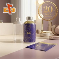 Étiquette Premium pour Sérum Cosmétique Soin de la Peau, Bouteille Métallique en Verre, Impression Flexo PET, Estampage Or et Argent, Manchon Thermorétractable
