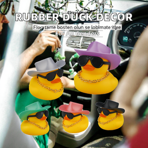 Adornos Decorativos para el Tablero del Auto, Mini Patitos de Goma Coloridos con Sombrero de Vaquero, Collar y Gafas de Sol, Juguetes para Niños - Product Image 2