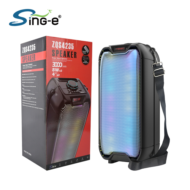 SING-E ZQS4235 4-Inch for Bt Wireless Speaker Big Bass Magic Light Portable Mobile Phone Memory Cards