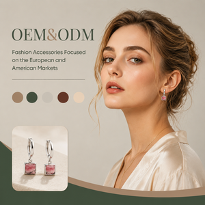 Ear enlace oem odm Custom Wholesale Silver Plated Square Rhodochrosite Huggie Dangle <b>Earrings</b> - Product Image 1