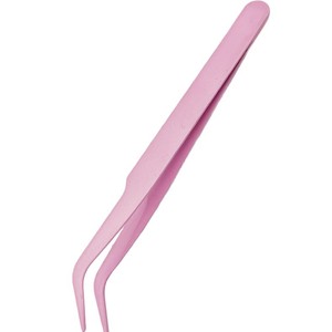 Stainless steel tweezers for journaling, DIY percussion beads, curved and thickened, pink for <b>nail</b> and eyelash <b>extensions</b>, - Product Image 1
