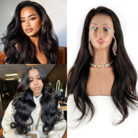 Perruques Lace Front sans colle 100% Cheveux Humains Vierges, Perruque Lace Frontale Complète 13*4, Facile à Installer