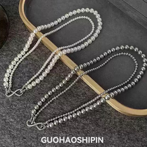 Shijia Double Layer Pearl Necklace Infinity Clasp AA Grade Glass Beads For Women Everyday Wear Jewelry Chain - Product Image 4