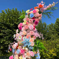 Arche de fleurs artificielles en soie pour mariage, arche de roses colorées, décoration de mariage, arche florale en forme de corne