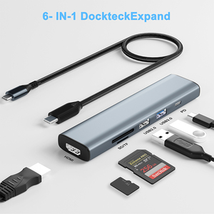 6 trong 1 <span class=keywords><strong>USB</strong></span> C HUB <span class=keywords><strong>Adapter</strong></span> cho Macbook Pro Loại C để HDMI Dongle Tương thích cho máy tính xách tay thiết bị 4K 30Hz PD dài cáp - Product Image 3