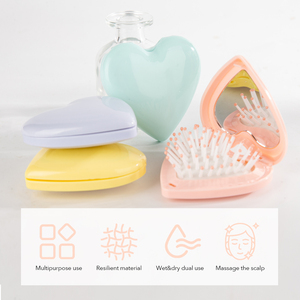 Espejo Plegable Compacto y Bonito con Logotipo Personalizado, Cepillo para Niños, Portátil, de Bolsillo, con Forma de Corazón, Cepillo para el Cabello Plegable de Viaje con Espejo - Product Image 3