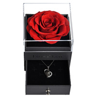 Pour Amazon exclusif carré naturel préservé fleur boîte à bijoux pour collier pendentif affichage pour la Saint-Valentin