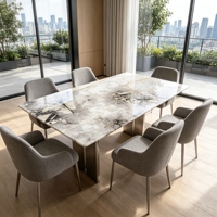 Panneau de pierre veinée grise brossée de luxe moderne pour la décoration murale de hall d'hôtel, de cuisine ou de salle, dalle de marbre naturel