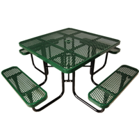 Meubles de patio extérieur table de pique-nique en acier enduit thermoplastique avec banc extérieur restaurant événement table à manger en fer chaise