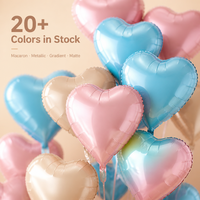 Ballons en aluminium en forme de cœur de 18 pouces, couleurs macaron métallisées, pour la décoration de mariages, anniversaires et demandes en mariage - Vente en gros pour les fêtes