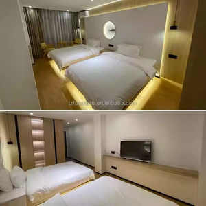 เฟอร์นิเจอร์โรงแรมทันสมัย เตียงเดี่ยวพร้อมหัวเตียง โต๊ะข้างเตียง ตู้เสื้อผ้า ตู้วางทีวี สำหรับห้องพักเต็มรูปแบบระดับ 3 ดาว - Product Image 3