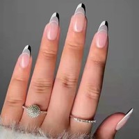 Boîte personnalisée de 24 faux ongles à presser, couvrance totale, en acrylique, formes carrée, cercueil, stiletto, papillon