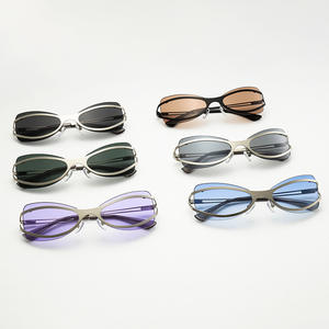 Lunettes de soleil unisexes vintage à monture métallique personnalisable avec logo, verres colorés, protection UV400, forme originale, pour hommes, vente en gros, personnalisation - Product Image 3