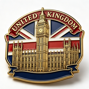 United Kingdom Big Ben Metal <b>Pin</b> Gold Plated Irregular Shape Hard Enamel Zinc Alloy Souvenir Patriotic <b>Badge</b> - Product Image 4