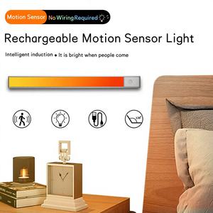 Nouvelle lampe LED sans fil à détecteur de mouvement pour chambre à coucher, rechargeable par USB, à économie d'énergie, avec détection corporelle PIR, lumière d'armoire à température de couleur réglable - Product Image 1