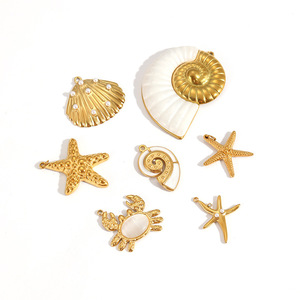 จี้รูปปลาดาวเปลือกหอยสไตล์ทะเล ทำจากสแตนเลส รูปทรงหลากหลาย สำหรับทำสร้อยคอ DIY อุปกรณ์ตกแต่งเครื่องประดับ - Product Image 3