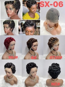 Letsfly 35$ Finger Wave Pixie Short Cut <b>Wigs</b> 13x4 Full <b>Lace</b> Frontal <b>Wig</b> 100% Human Hair Brazilian Hair wholesale for Black Women - Product Image 6