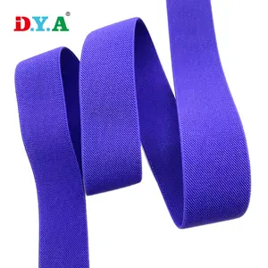 Custom color width high stretch 20mm 25mm 30mm 38mm 50mm polyester twill woven elastic band for garment waistband