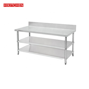 Nhà hàng thương mại nhà bếp inox thép không gỉ chuẩn bị bánh <span class=keywords><strong>pizza</strong></span> ba bàn phục vụ với kệ - Product Image 6