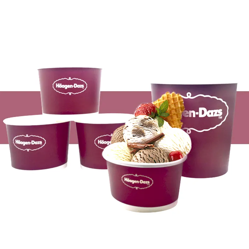 Hot Promotional Custom High Quality Printed Disposable Ice Cream Paper Cups And Ice Cream Cup With Lid And Plastic Spoon