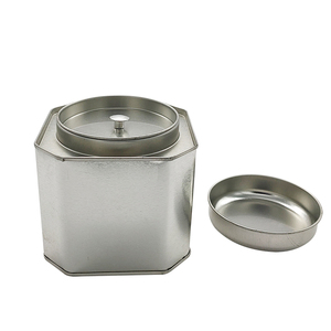 Bán Chạy Không Có In Ấn Kim Loại Hộp Thiếc Có Nắp Đậy Đôi Octagon Trà Cà Phê Hộp Thiếc - Product Image 4
