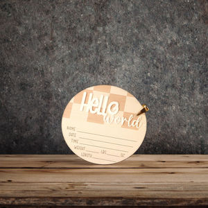 Anuncio de nacimiento de bebé a cuadros, letrero de nombre a cuadros, accesorio de foto <span class=keywords><strong>para</strong></span> recién nacido, cartel de bienvenida de Hello World - Product Image 5