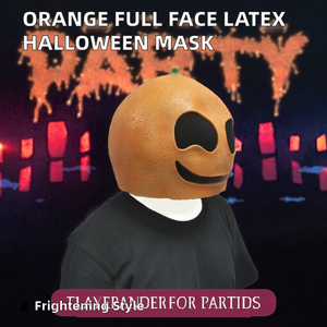 Masque intégral en latex Orange Scary Fruit pour adultes, idéal pour Halloween, les fêtes, les festivals et les accessoires de déguisement - Product Image 2