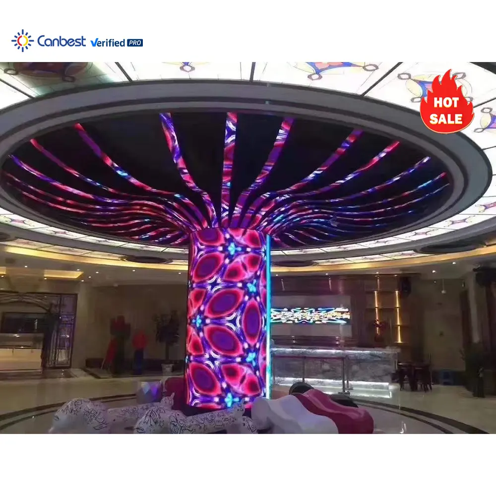 P2.5 P3 P4 Indoor Curve Led Display Round Circle Led Screen Circular Column Led Video Wall For Casino Shopping Mall