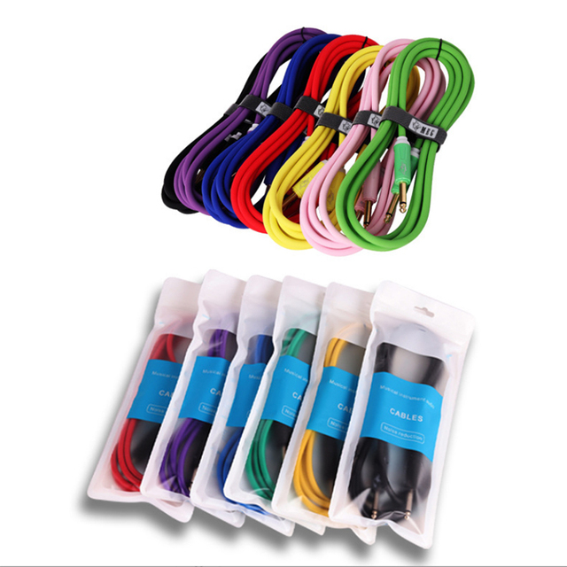 6M 20FT Low Noise Plug 1/4 to 1/4 OFC  Mono Jack Colorful Instrument Cable Guitar Cables Guitar Wire Audio Cable