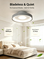 Ventilateur de plafond encastré Yeyun avec lumière, 3 températures de couleur, ventilateur de plafond sans pales avec télécommande