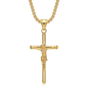 Collier Croix <span class=keywords><strong>Crucifix</strong></span> Jésus en Acier Inoxydable, Pendentif Religieux Catholique, Bijou de Foi, Cadeau pour Hommes et Femmes, Usage Quotidien - Product Image 5