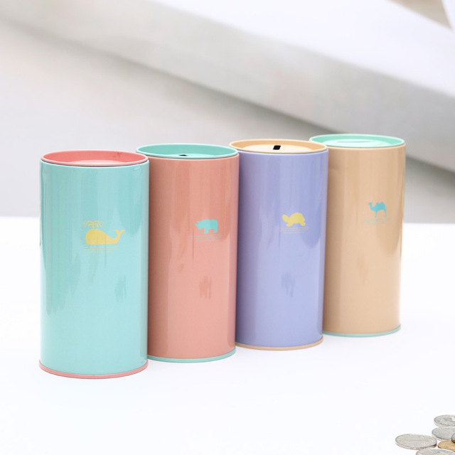 Money Tin Box Coin Saving Tins Round Piggy Bank With Lid