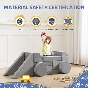 Children's Modular <b>Sofa</b> High Density Foam Fabric Building Block <b>Sofa</b> With Handrails For <b>Kids</b> 3 Years And Above - Product Image 5