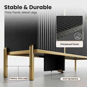 Buffet moderne de 60 pouces avec <span class=keywords><strong>rangement</strong></span>, armoire de <span class=keywords><strong>rangement</strong></span> pour salon avec pieds en métal doré pour meubles de maison - Product Image 3
