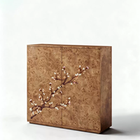 Meuble de rangement de style américain pour salon, en bois massif et cuir de jute, grande capacité, meuble d'entrée, armoire à chaussures