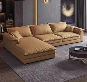 Sofá Chesterfield de lujo moderno italiano, diseño nórdico único, cuero genuino, madera, hogar, Villa, muebles de sala de estar personalizables - Product Image 1