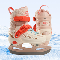 Patins à glace réglables Chaussures de patinage sur glace pour enfants Patins à lacets de hockey Rembourrage doux et soutien de la cheville renforcé avec 4 tailles