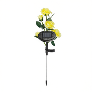 Lampe solaire de jardin en forme de rose, LED jaune, étanche, pour allée, décoration extérieure de jardin - Product Image 1