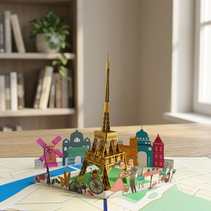 Tarjeta Pop-up de la Torre Eiffel, Superventas, Diseño Personalizado, Estilo Hecho a Mano, Manualidades de Papel, Regalo de Acción de Gracias - Product Image 1
