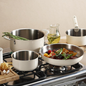 Ensemble de casseroles en acier inoxydable de haute qualité à 3 couches avec couvercles en verre, adaptées aux cuisinières à gaz et à induction, en acier inoxydable triple couche - Product Image 6