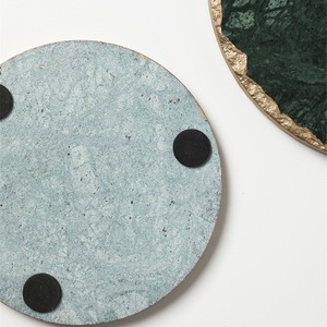 Emerald Natural <strong>Marble</strong> Gold Edge <strong>Coaster</strong> Hexagon Insulated Tea <strong>Coaster</strong> Round Real <strong>Marble</strong> Tray for Kitchen Luxury Table Decor - Product Image 6