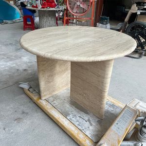 SW pietra OEM/ODM lucidato naturale travertino rotondo piani del tavolo travertino romano cucina sala da pranzo <span class=keywords><strong>mobili</strong></span> - Product Image 2
