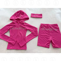 Ensemble de survêtement 2 pièces pour femme avec logo personnalisé, sweat à capuche court zippé et short cycliste assorti, style streetwear