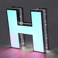 Lettres LED en acrylique irisé dégradé avec trous perforés sur les côtés, enseigne perforée pour les entreprises, extérieur et intérieur