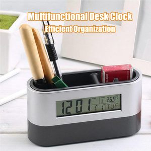 Creative Multifunctional Office Pen Holder <b>Digital</b> Display Electronic <b>Clock</b> with Temperature and Humidity for Living Room Use - Product Image 4