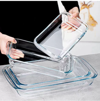 Plat à four rectangulaire en verre borosilicate de haute qualité de 3000 ml, résistant à la chaleur, pour la cuisson au four