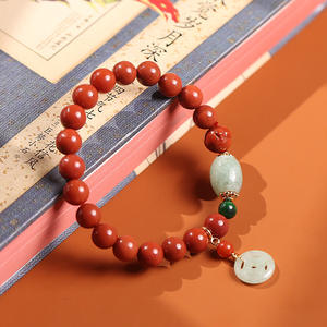 Naturel Rose <span class=keywords><strong>Flamme</strong></span> Rouge Sud Rouge Anneau Unique Bracelet Suspendu Jade Fu Lu Fortune Pièce Bracelet Style Ethnique Hommes Et Femmes - Product Image 4