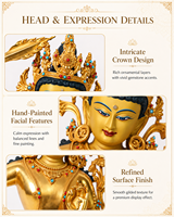 Statue antique de Bodhisattva Manjushri, en laiton plaqué or, artisanale, ornement bouddhiste Feng Shui pour la maison et le jardin, pour l'autel de méditation