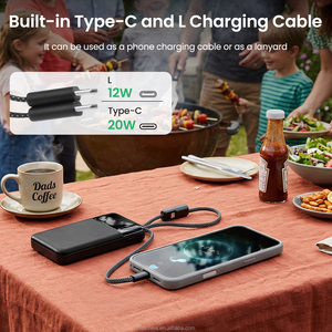 Batterie externe 22,5W <span class=keywords><strong>45W</strong></span> 65W à charge rapide PD 10000 20000 <span class=keywords><strong>30000mAh</strong></span> avec câbles USB C tressés intégrés et écran LED numérique - Product Image 5