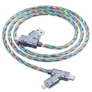 Led ánh sáng IOS loại C sạc nhanh <span class=keywords><strong>4</strong></span> trong 1 cáp USB 6A đa chức năng PD 66W Điện thoại Di động Cáp dữ liệu Android - Product Image 1